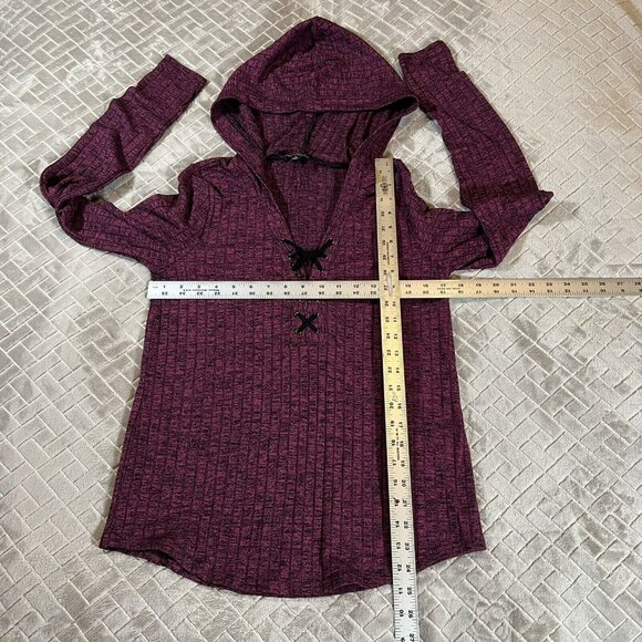 Jones New York Womens Small Shirt Purple Hooded Long Sleeve Relaxed Fit Baggy - Picture 4 of 5